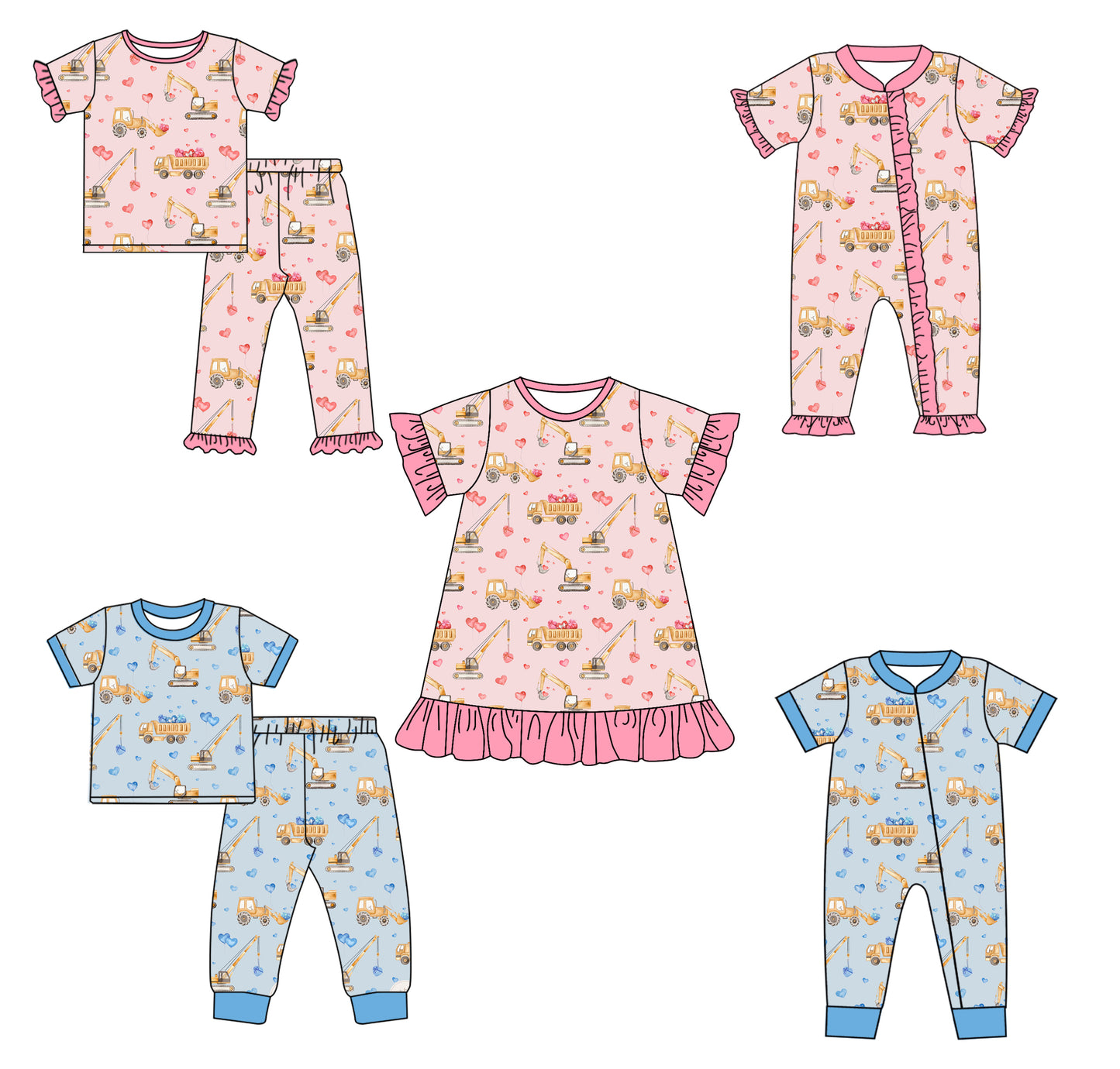 11.13 custom each style moq 5eta 4-6week Sibling Sister love baby girl sets 1 and sets 2 and dress and boy rompers and girl romper match family design