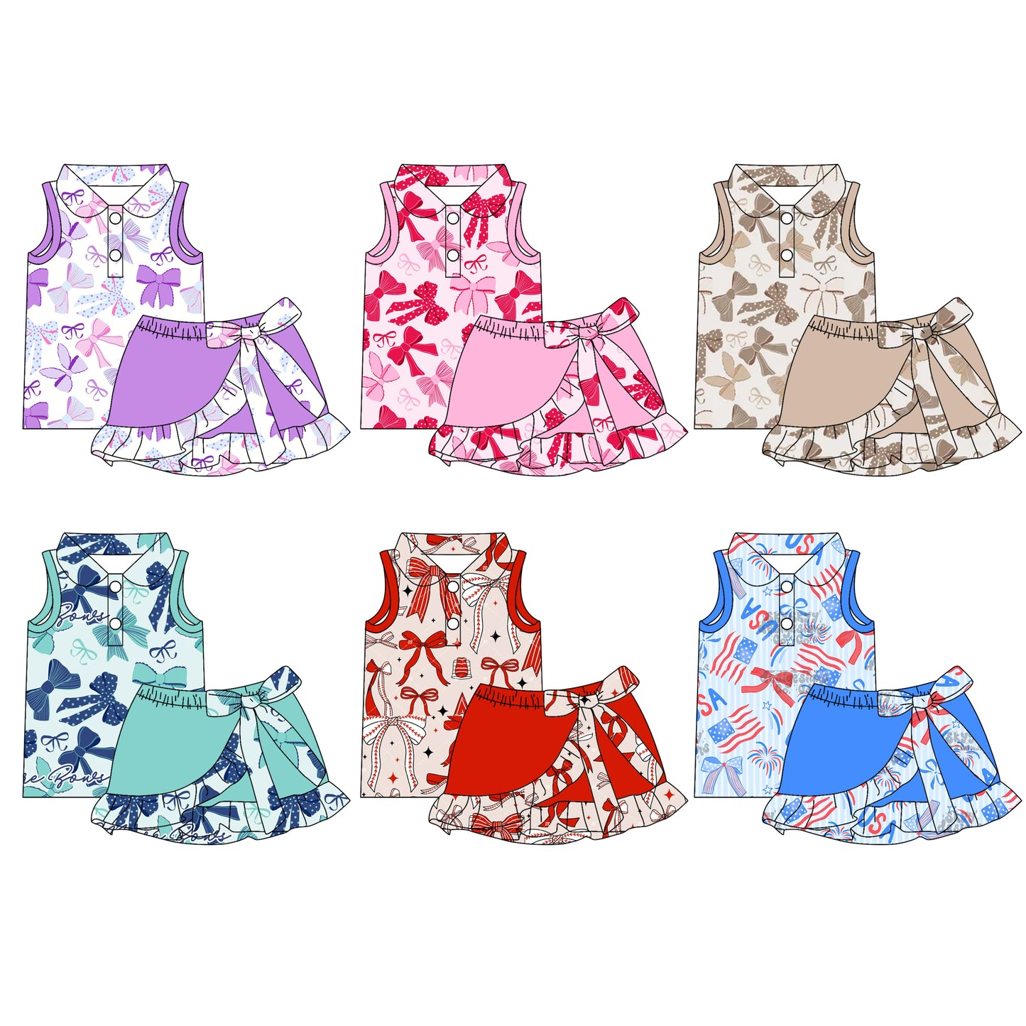 3.3 custom each style moq 5eta 4-6week Sibling Sister bow baby girls short sleeve dress and dress 6 match design