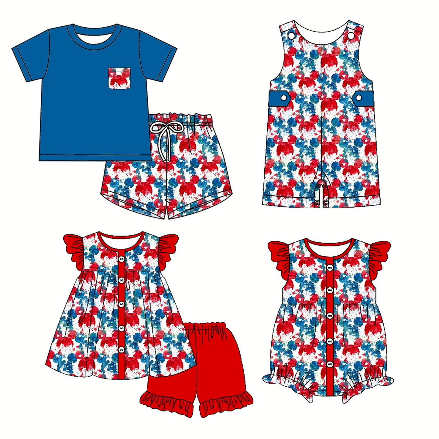 2.27 custom each style moq 5eta 4-6week Sibling Sister crab baby girl short sleeve shorts sets and sets 2 and boy romper and girl romper match design