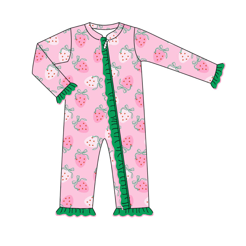 8.1 custom each style moq 5eta 4-6week Sibling Sister strawberry pink baby girls sets and dress and rompers match family design