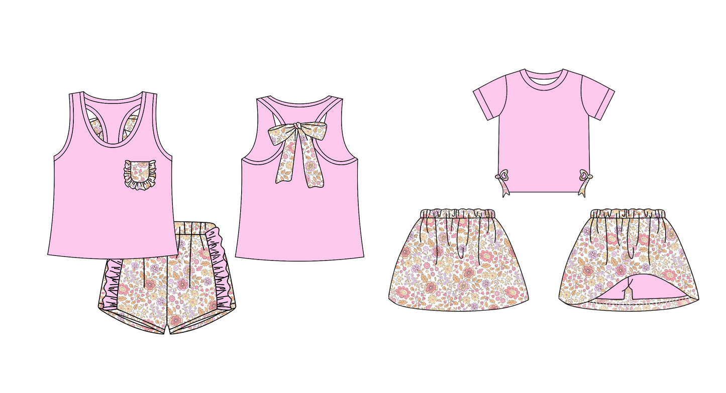 12.13 custom each style moq 5eta 4-6week Sibling Sister floral pink baby girl short sleeve shorts sets and dresses match design