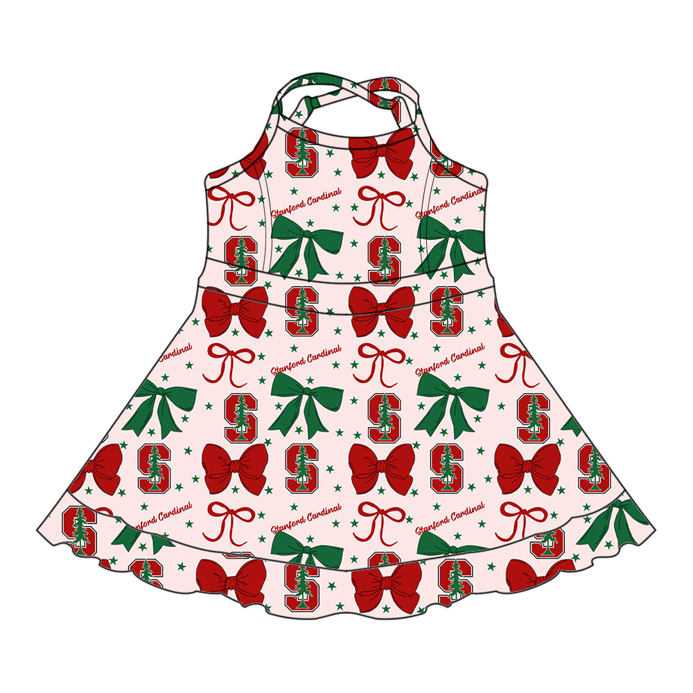Custom moq 5 mix size milk silk summer teams baby girls clothes team bow red sleeveless skirts sets and dress 1 and dress 2 and dress 3-25.6.25