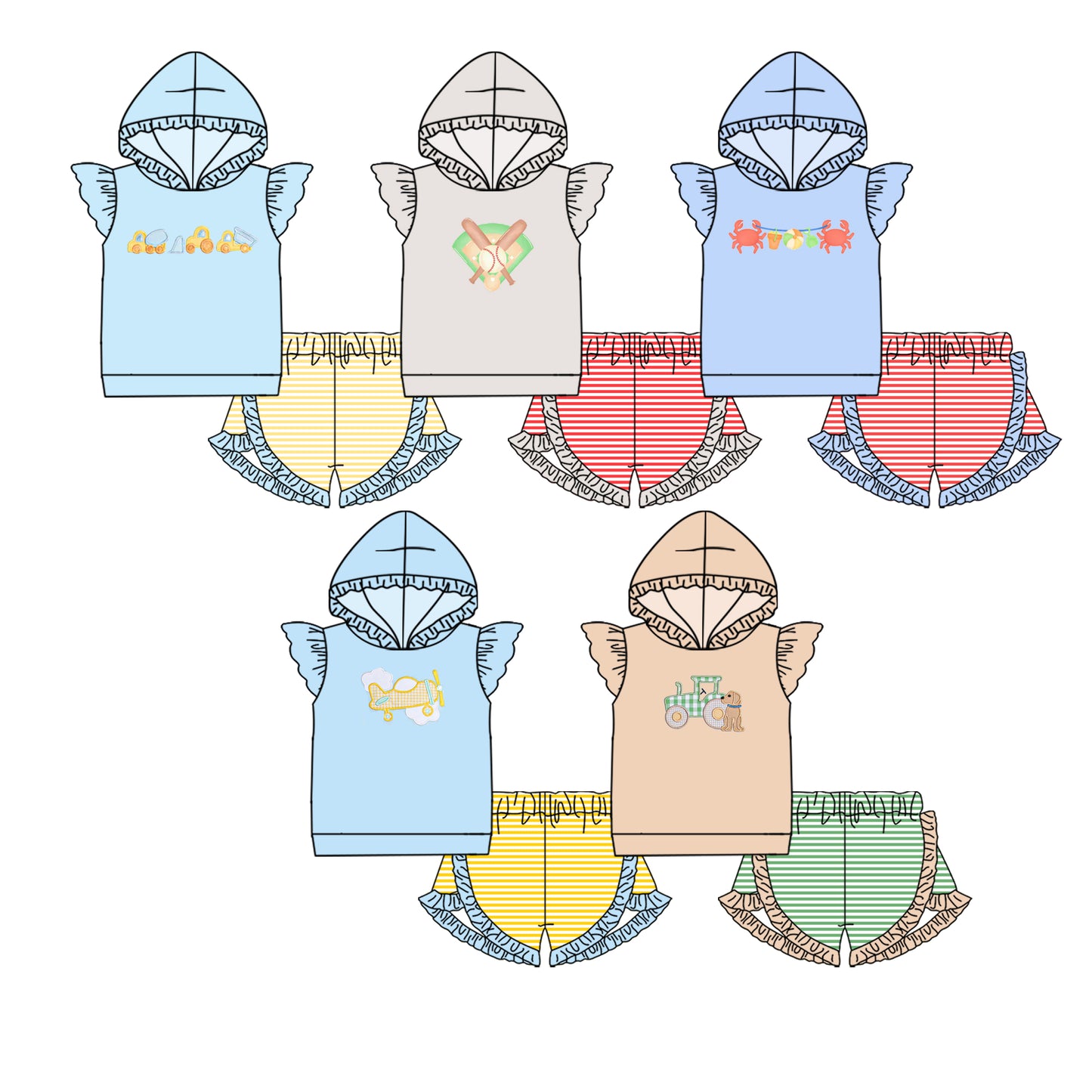 25.10.29 custom each style moq 5 eta 6-8week Sibling Sisters baby girl clothes short sleeve shorts sets 5 match family design