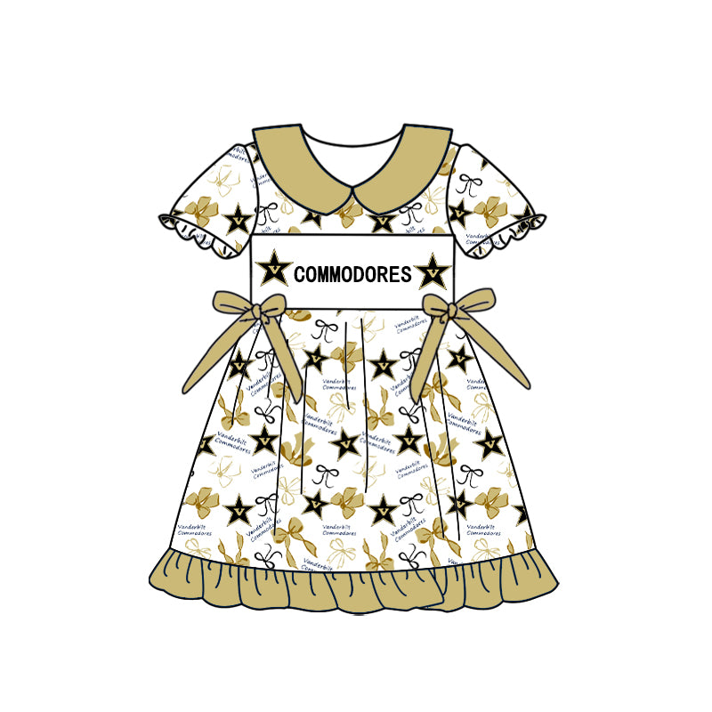 Custom moq 5 mix size milk silk summer teams Baby Girls Peter Pan Collar Knee Length Casual Dress
