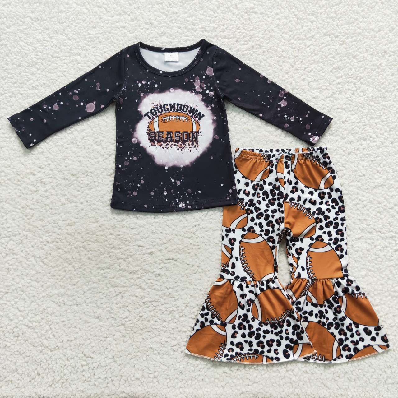 GLP0680 touchdown season rugby black long sleeve leopard pant suit