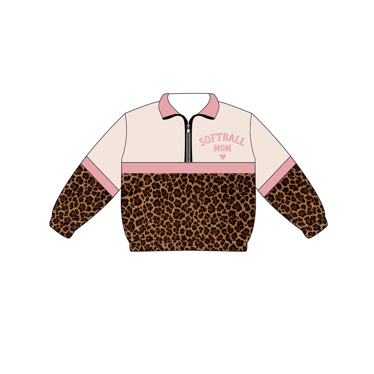 Custom moq 5 mix size milk silk summer teams Adult And Kids Long Sleeve Leopard Pink Tee Shirts Zip Pullovers Tops