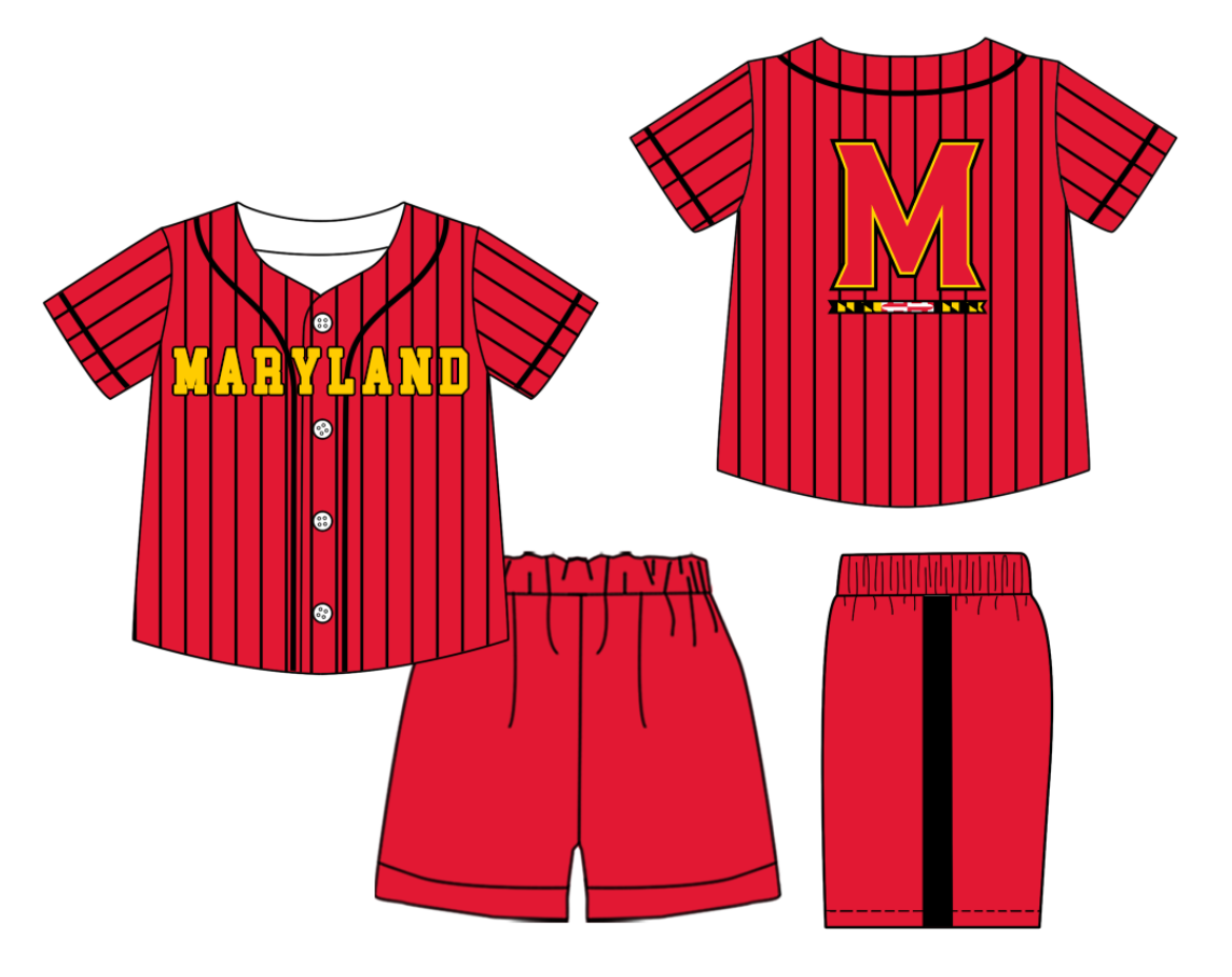 Custom moq 3 or 5 mix size milk silk summer teams baby boy clothes red short sleeve shorts sets-26.1.21