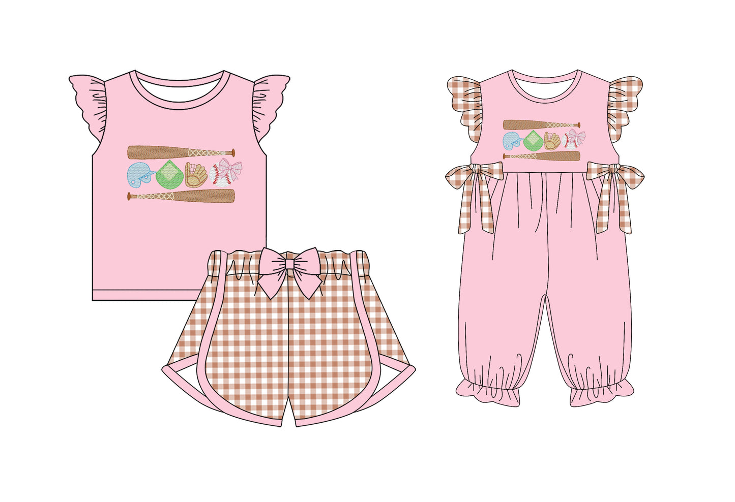 25.12.6 custom each style moq 5 eta 6-8week Sibling Sister baseball baby girl short sleeve shorts sets and romper match design