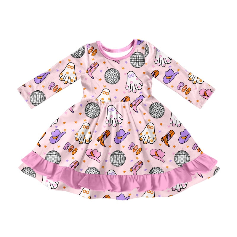 8.3 custom each style moq 5eta 4-6week baby girls clothes boots ghost pink long sleeve dress