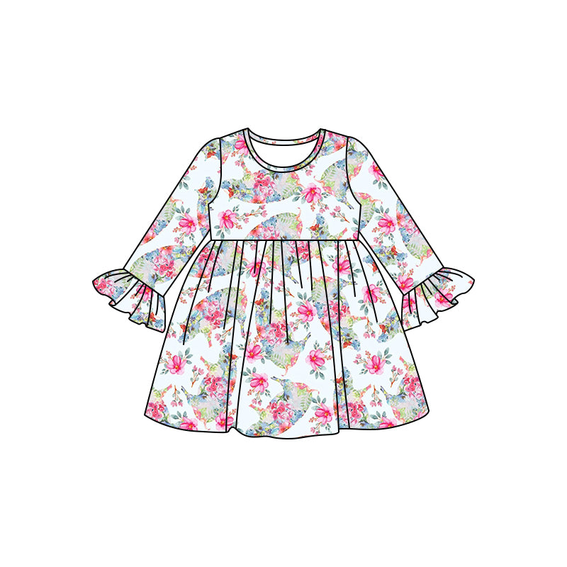 8.6 custom each style moq 5eta 4-6week baby girls clothes floral pink long sleeve dress