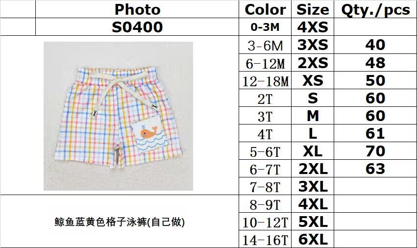 S0400 RTS baby boy clothes whale boy summer swim shorts 3-6M to 6-7T