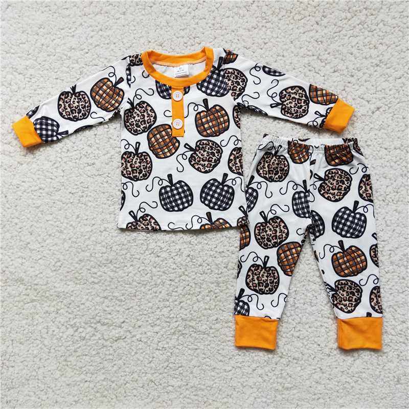 RTS Pumpkin Boys Girls Pajamas Long Sleeves and Pants