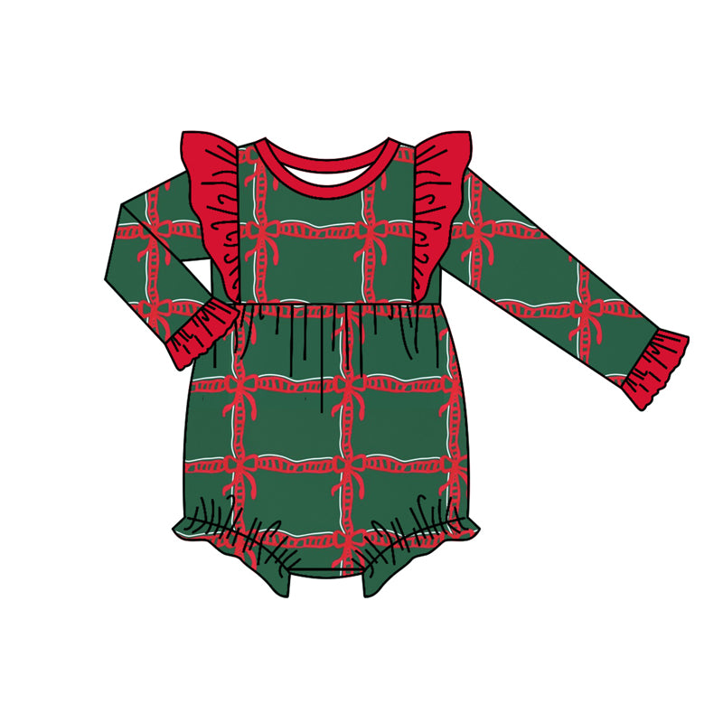 6.6 custom each style moq 5eta 4-6week Sibling Sister Christmas bow red baby girls sets and dress and baby romper match family design