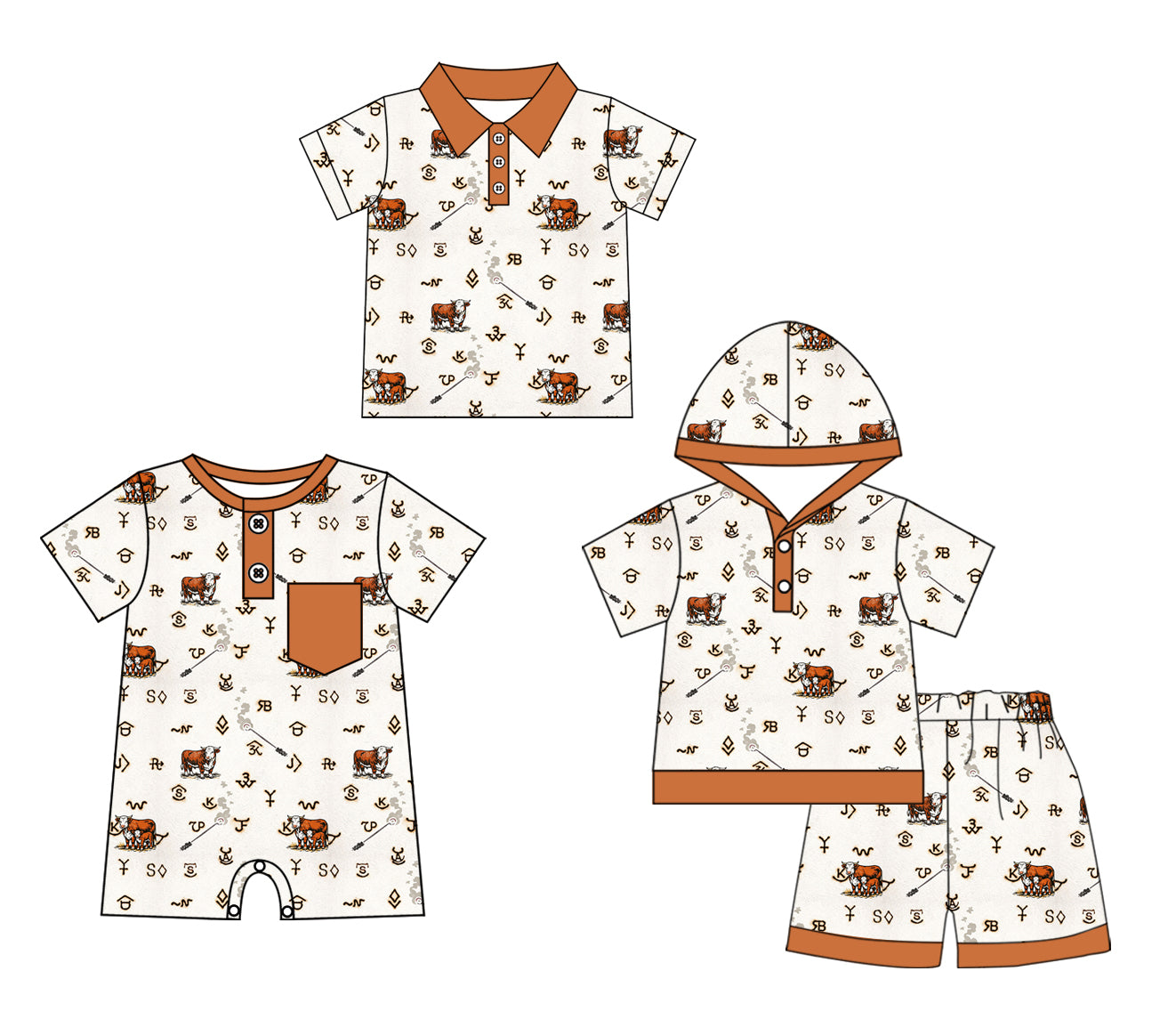 3.17 Custom moq 5 mix size Sibling Baby Boy's Short-Sleeved Hooded Top Shorts Set Matching Short-Sleeved Polo Shirt Romper Outfit for Infants