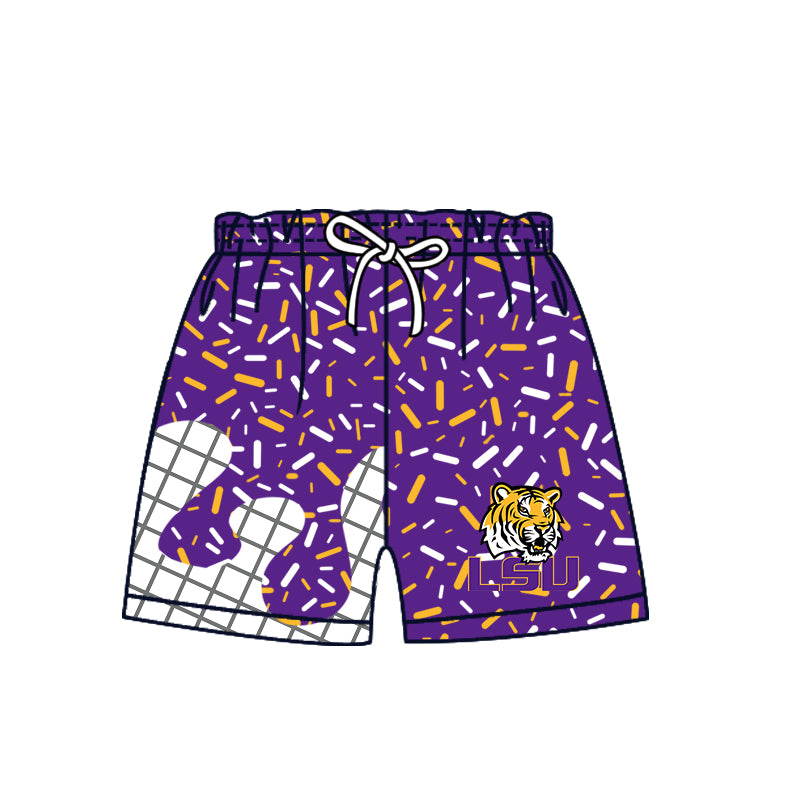 Custom moq 5 mix size milk silk summer teams Baby Camo Hooded Short Sleeve Top and Shorts Set Ice Cream Drips Purple Hooded Top with Matching Shorts