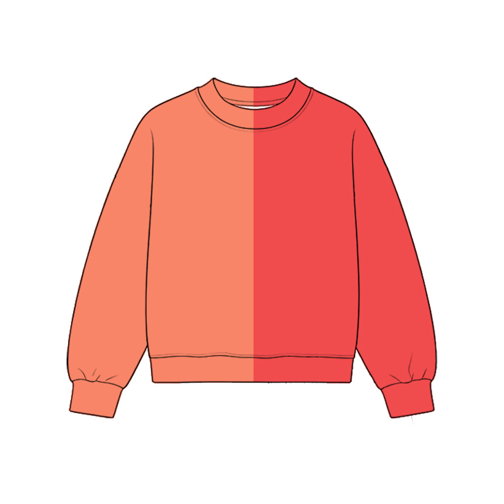 Custom moq 5 girls Blank Cotton Peach + Coral Red Fabric Sweatshirt