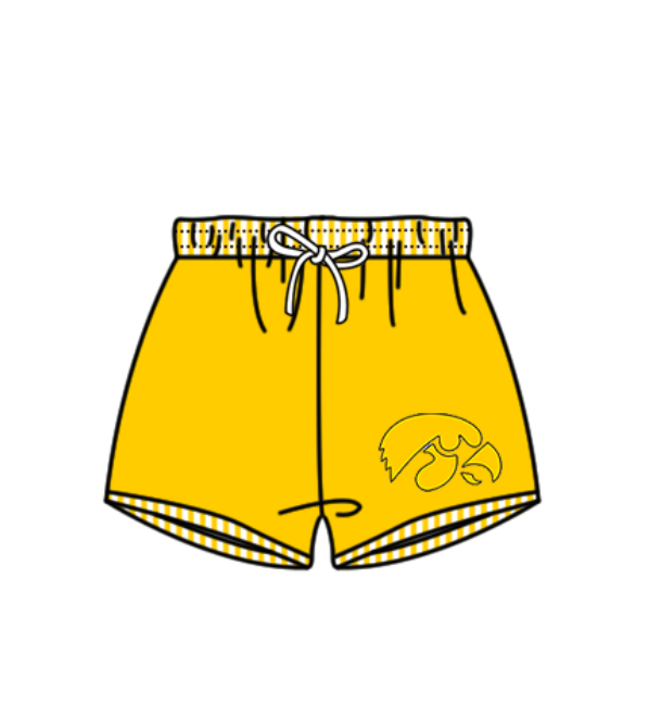 Custom moq 5 mix size milk silk summer teams baby girl boys clothes Yellow Two-Piece Swimsuit Set One Piece Swimsuits boy swim trunks