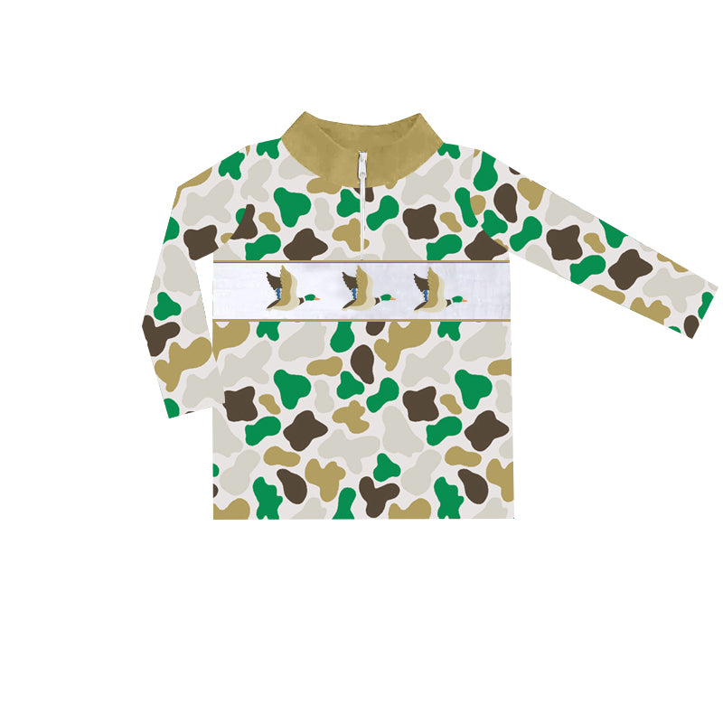 9.13 custom each style moq 5 eta 4-6week baby boys clothes duck camouflage long sleeve top