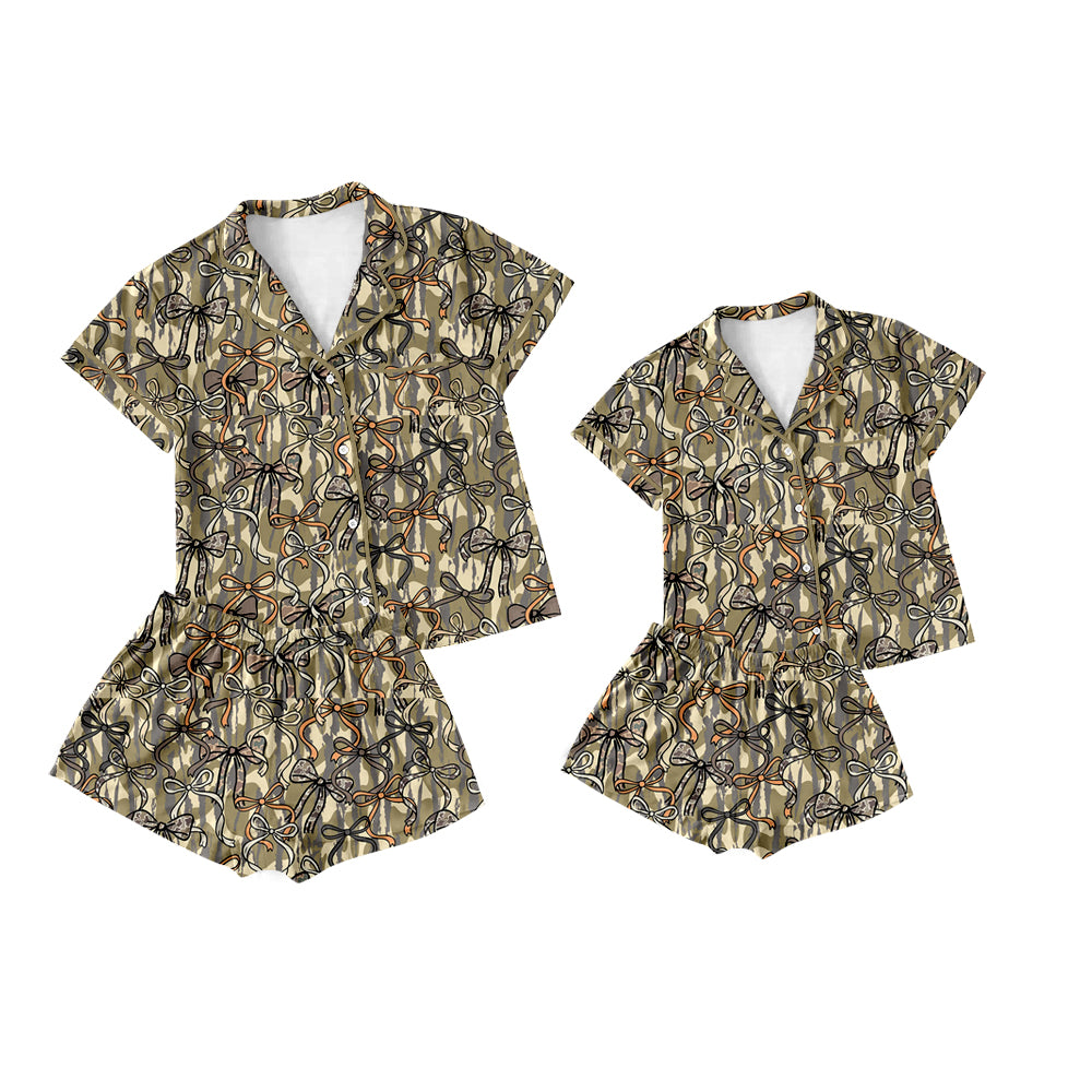 25.11.21 custom each style moq 5 eta 6-8week Sibling Sister bow short sleeve shorts sets and adult set match design