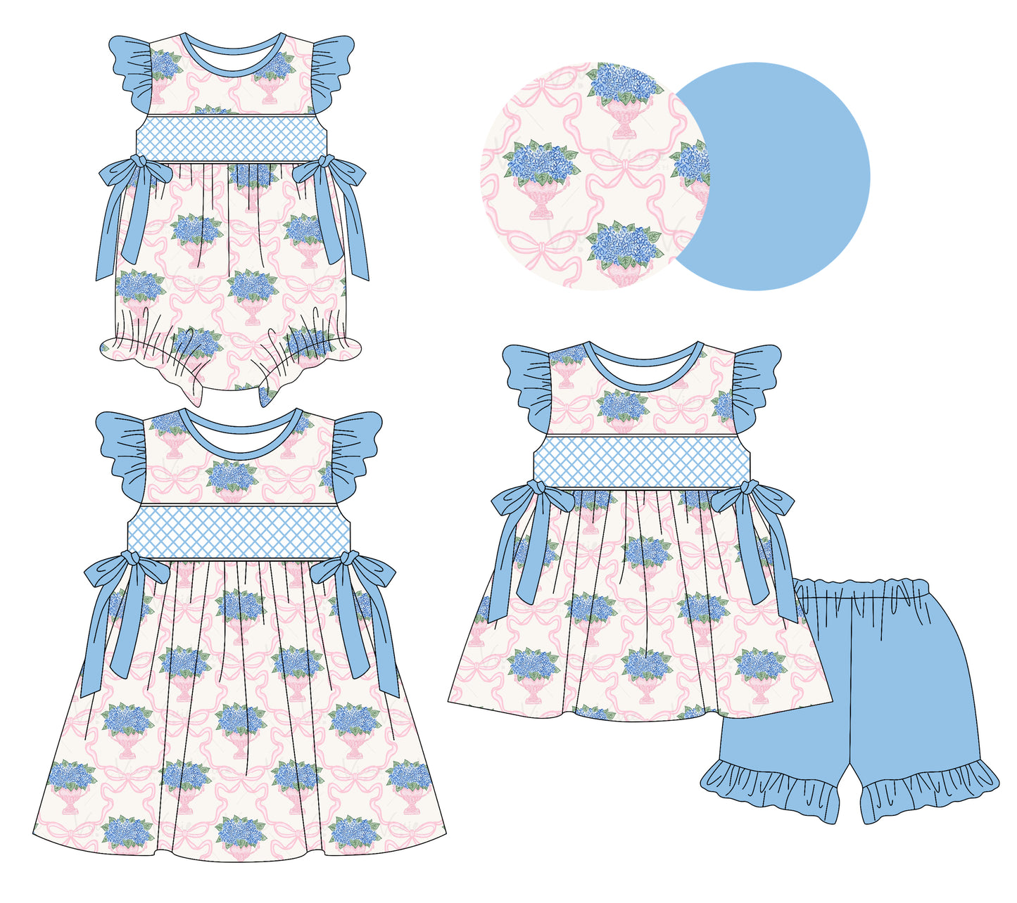 3.8 custom each style moq 5eta 4-6week Sibling Sisters baby girl short sleeve shorts sets and dress and rompers match family design