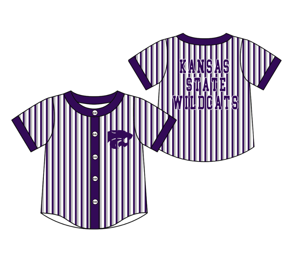 Custom moq 5 mix size milk silk summer teams Purple Striped Short-Sleeved Button-Down Shirt for Baby Boy Outfit