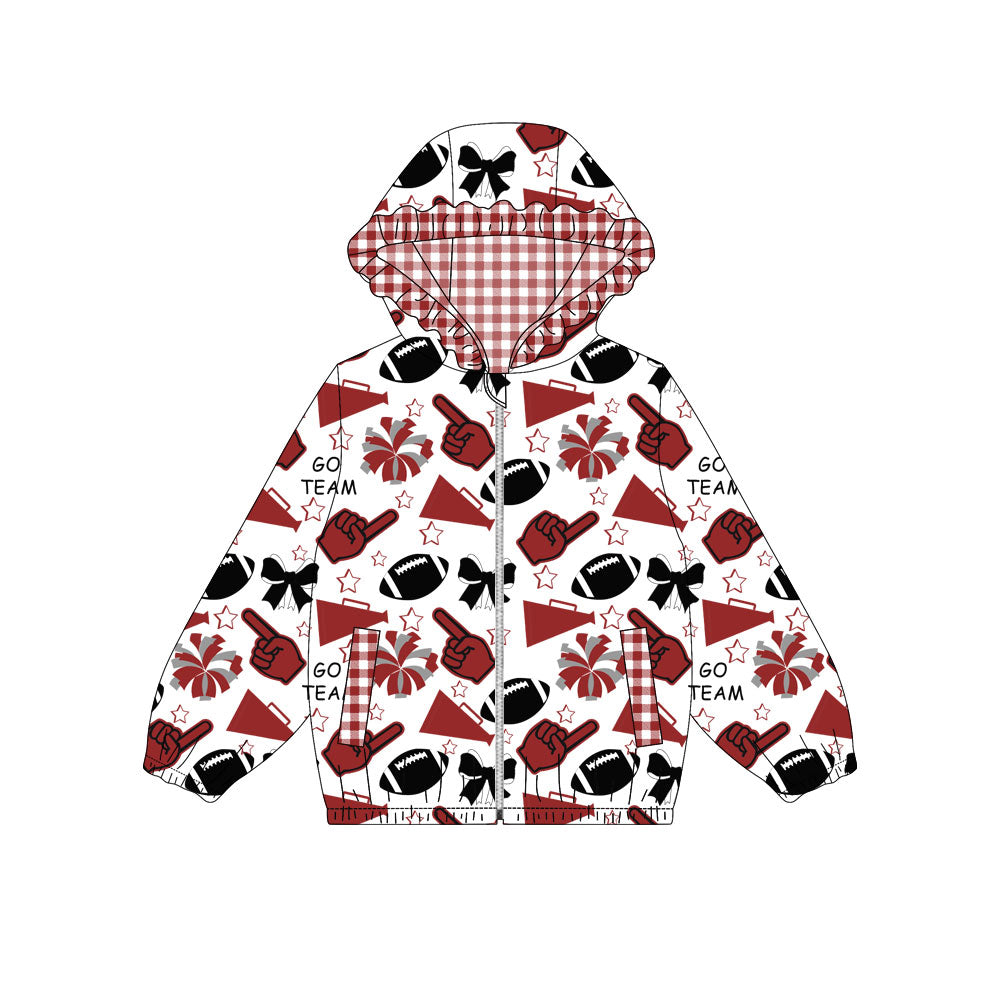 Custom moq 8 mix size milk silk summer team baby girls clothes bow red hooded long sleeve top-25.9.30