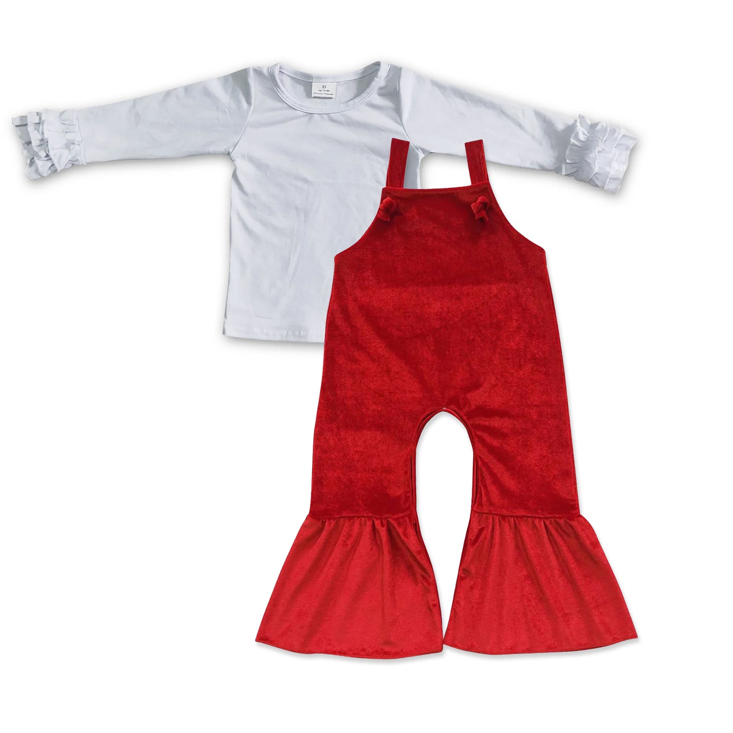 6 A8-1 White long sleeve top SR0392 Girls red gold velvet vest jumpsuit