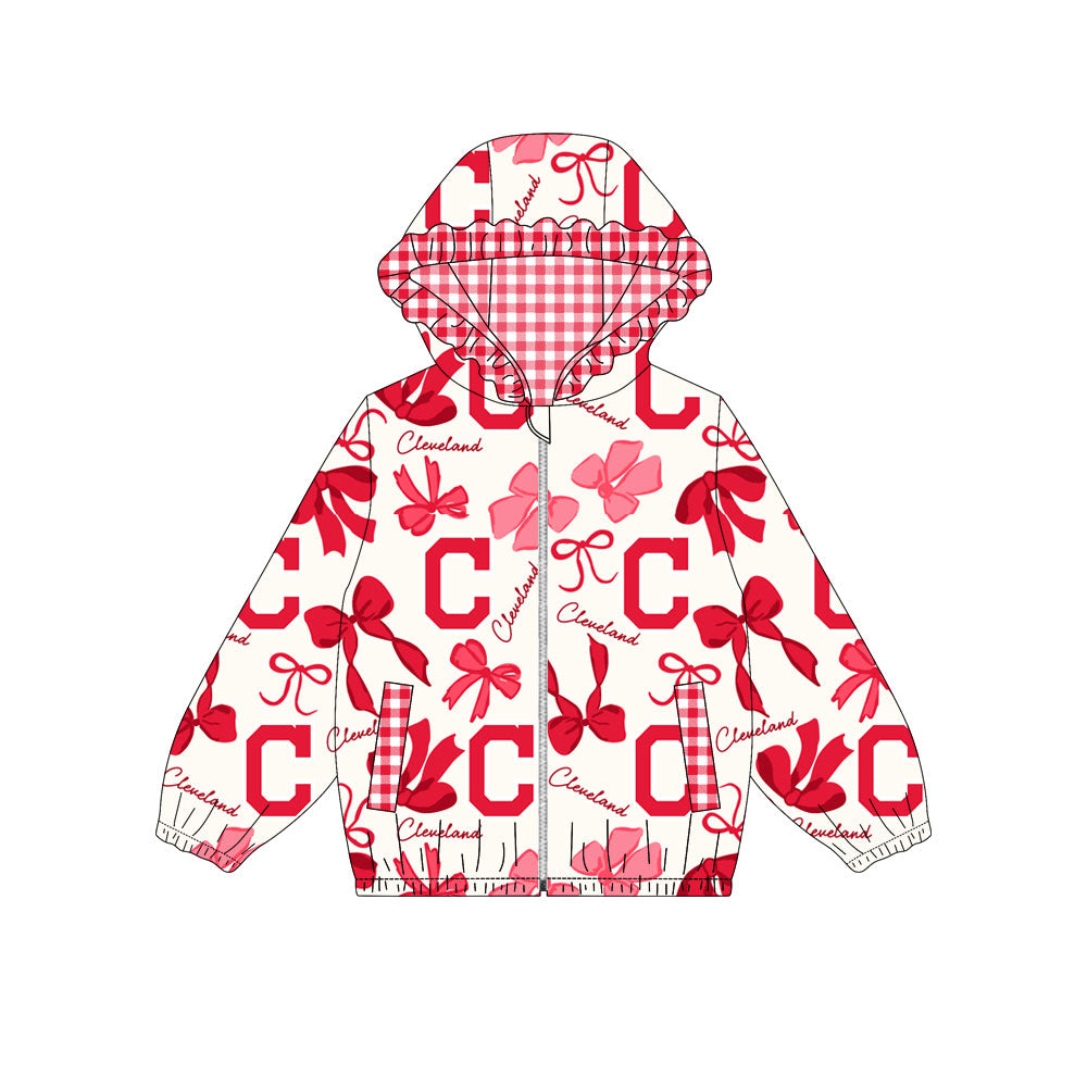 Custom moq 8 mix size milk silk summer team baby girls clothes bow red hooded long sleeve top-25.9.24