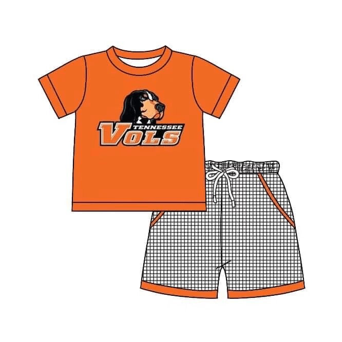 Deadline July 5 custom no moq eta 6-7weeks vols boys short sleeve shorts suit