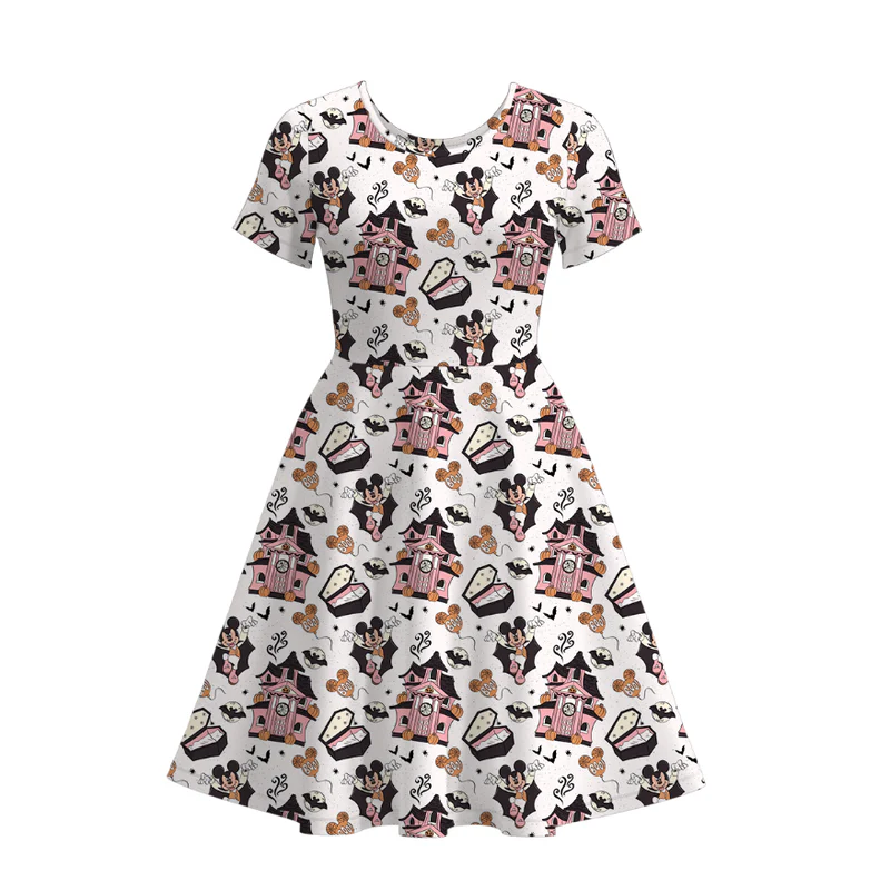 Custom moq 5 each style eta 6-7weeks halloween baby girl short sleeve dress and adult dress-25.7.16