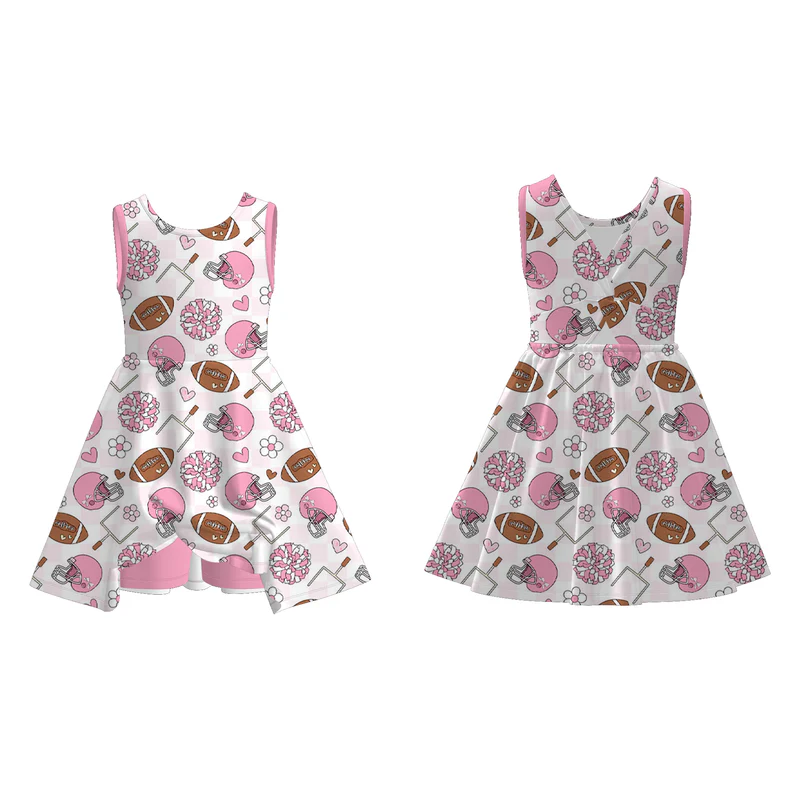 Custom moq 5 each style eta 6-7weeks milk silk baby girls summer team bow short sleeve dress