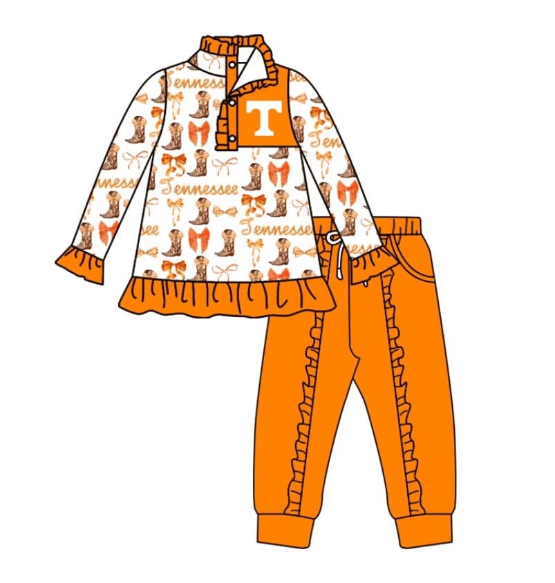 custom moq 3 eta 4/6 weeks baby girls clothes orange toddler summer outfit