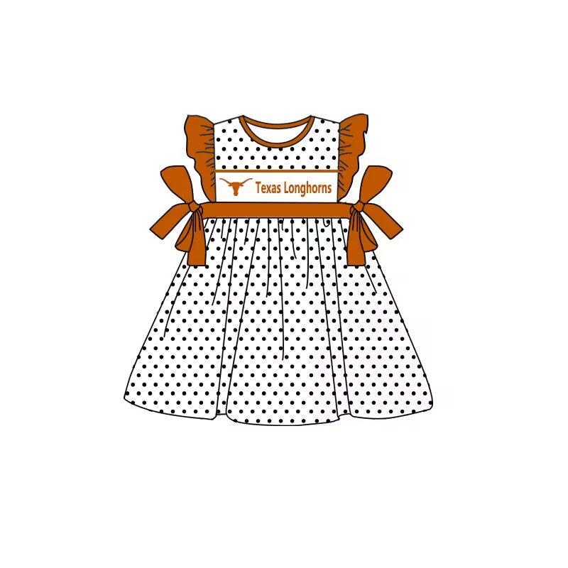 Texas Longhorns Summer girl team brown flying sleeve summer dress
