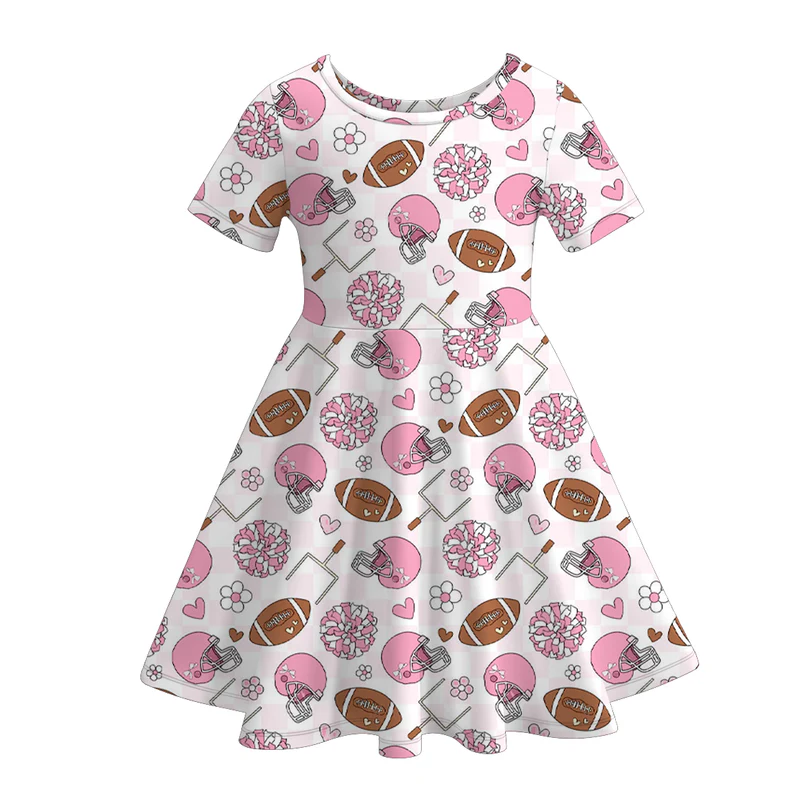 Custom moq 5 each style eta 6-7weeks milk silk baby girls team summer short sleeves dresses 6-25.7.16