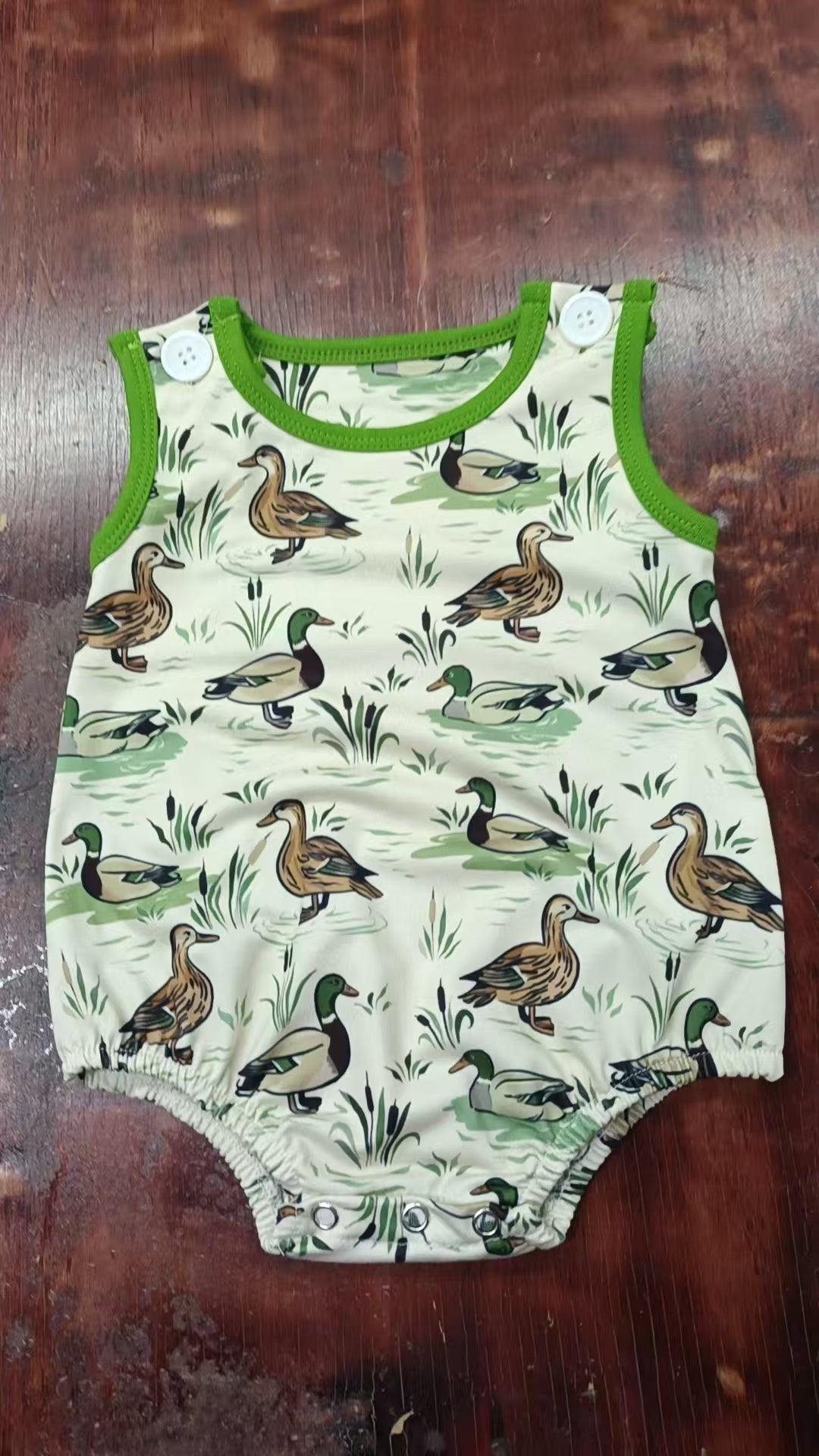 Custom moq 3 eta 6-7weeks baby boys clothes duck green vest romper-25.5.8