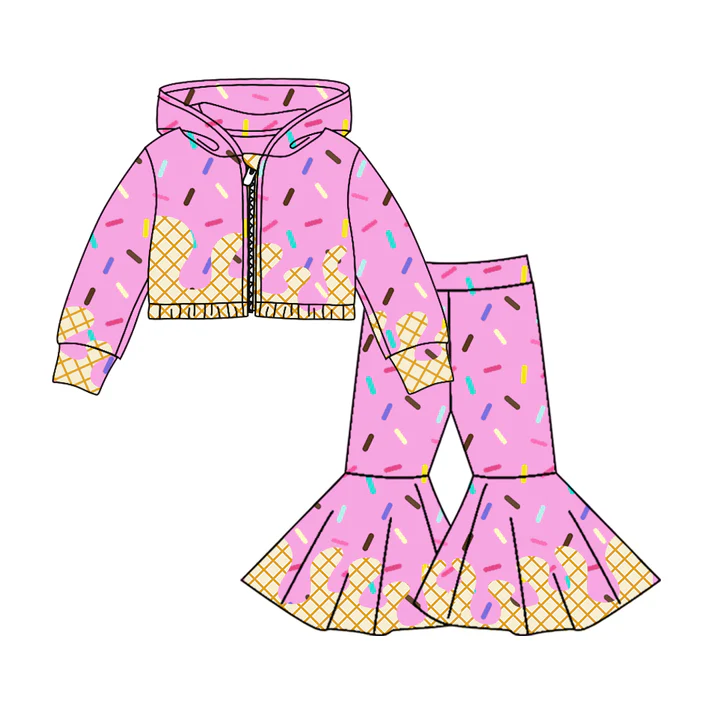 Custom moq 5 mix size milk silk summer teams baby girls clothes purple hooded long sleeve pants sets-25.8.4