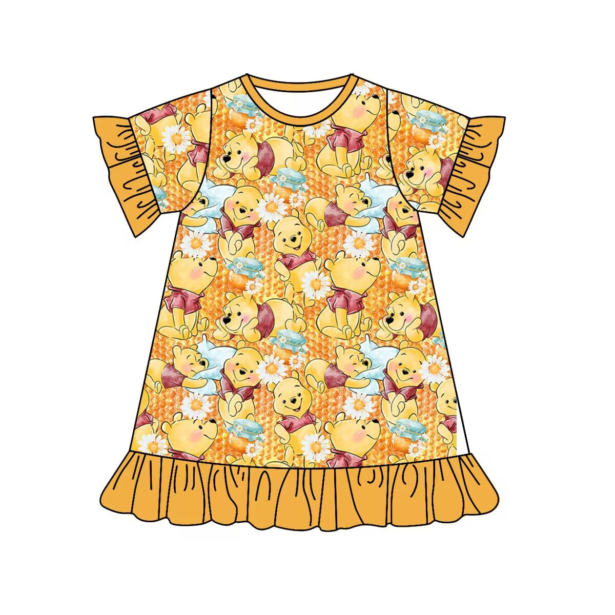 Deadline September 6 custom no moq eta 6-8weeks Yellow Bear Lace Cuffs - Hem Skirt