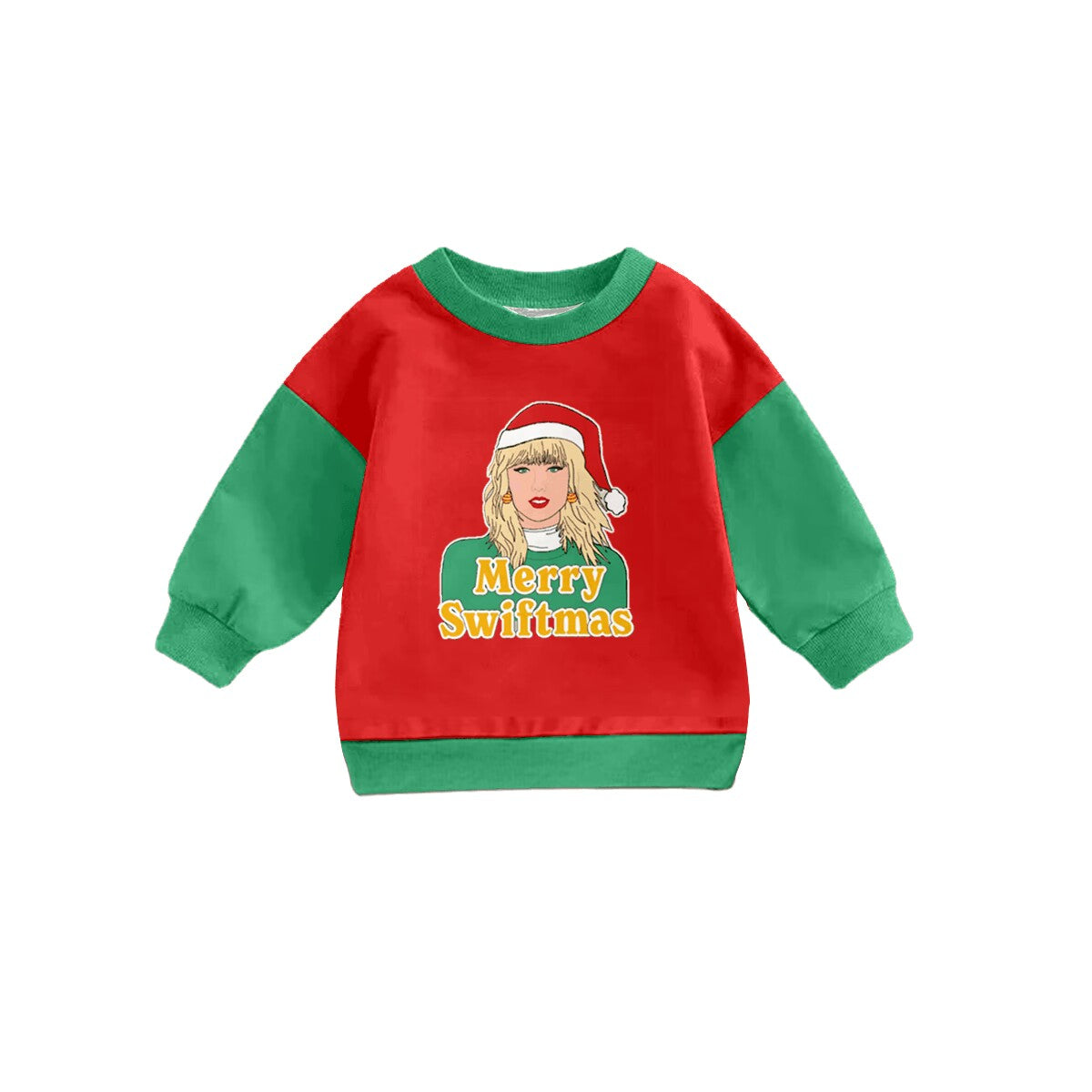 Deadline September 19 custom no moq eta 6-8weeks Girls' red and green Christmas hat long-sleeved top