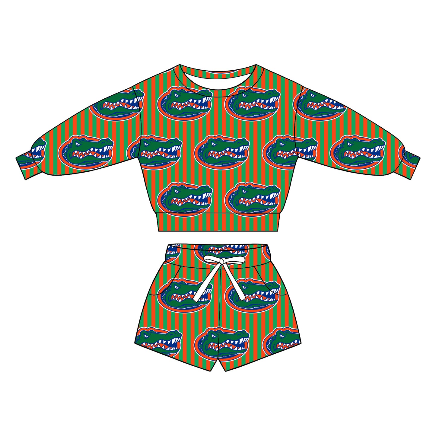 custom moq 5 mix size XY071405 Baby Kids Stripe Long Sleeve Top Drawstring Shorts Clothes Set