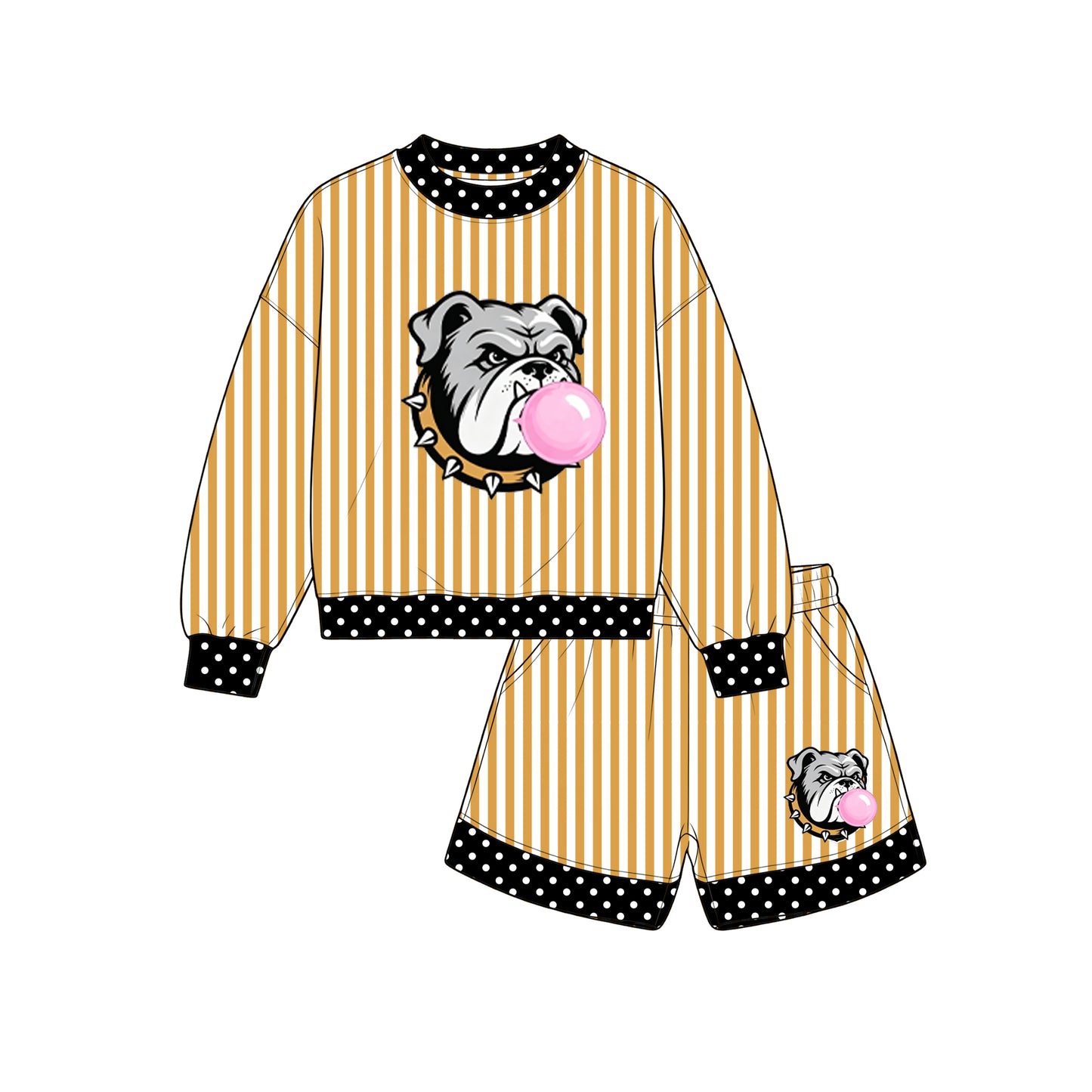 custom moq 5 mix size XY071705 Baby Kids Stripe Long Sleeve Top Shorts Team Clothes Set