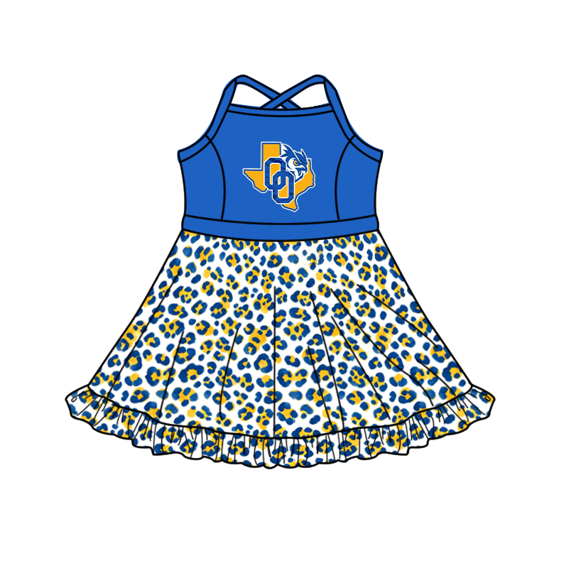custom moq 5 mix size XY062705 Baby Girls Leopard Print Strap Knee Length Skort Yoga Active Dress