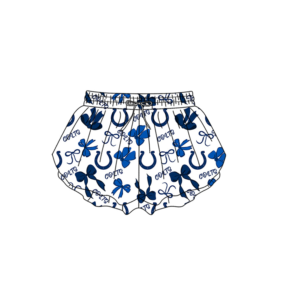Custom moq 5 mix size milk silk summer teams Baby Girls Blue Bow Vest Top Skirt Shorts Sets Sleeveless Knee Length Dresses Yoga Shorts Active Outfit