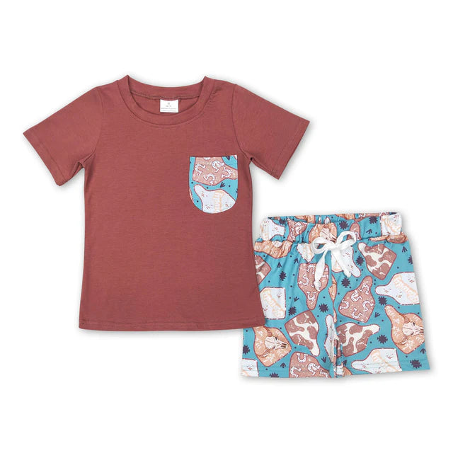 RTS NO MOQ Sibling Baby Boys Hamburger Taco Shirt Top Shorts Clothes Sets