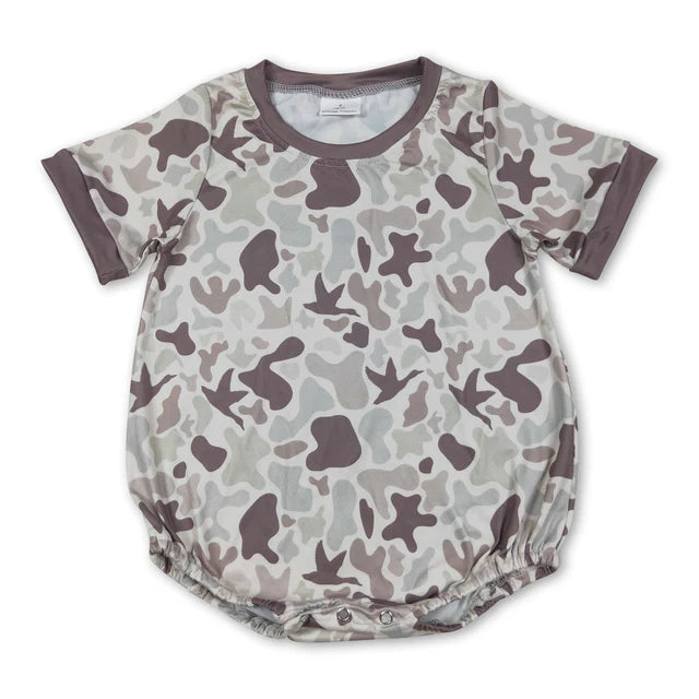 RTS NO MOQ Sibling Baby Boys Short Sleeves Southern Camo Rompers