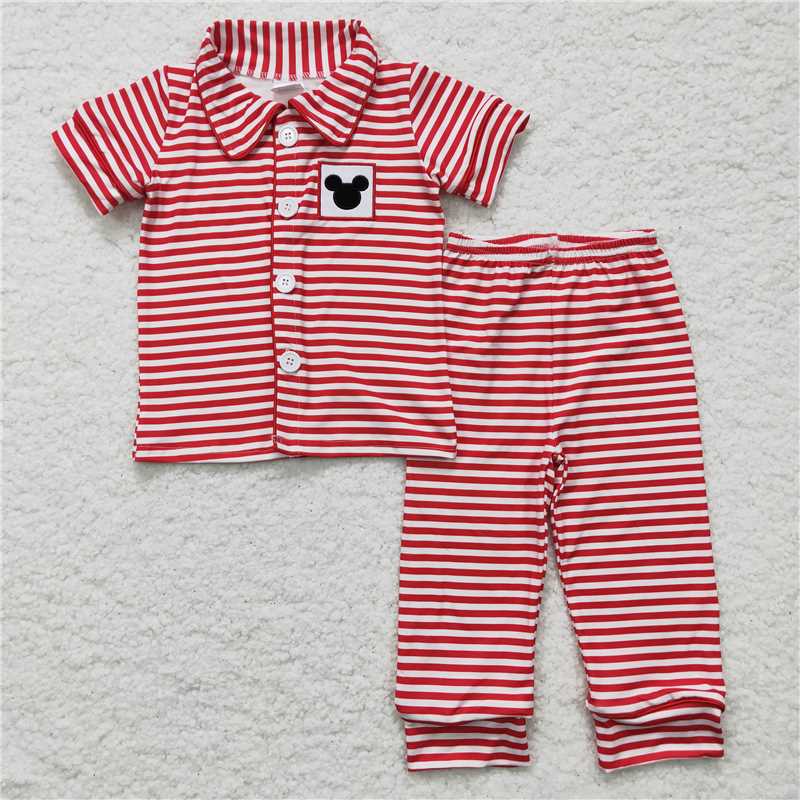 RTS NO MOQ(In Stock) BSPO0040 Embroidered short-sleeved trousers suit