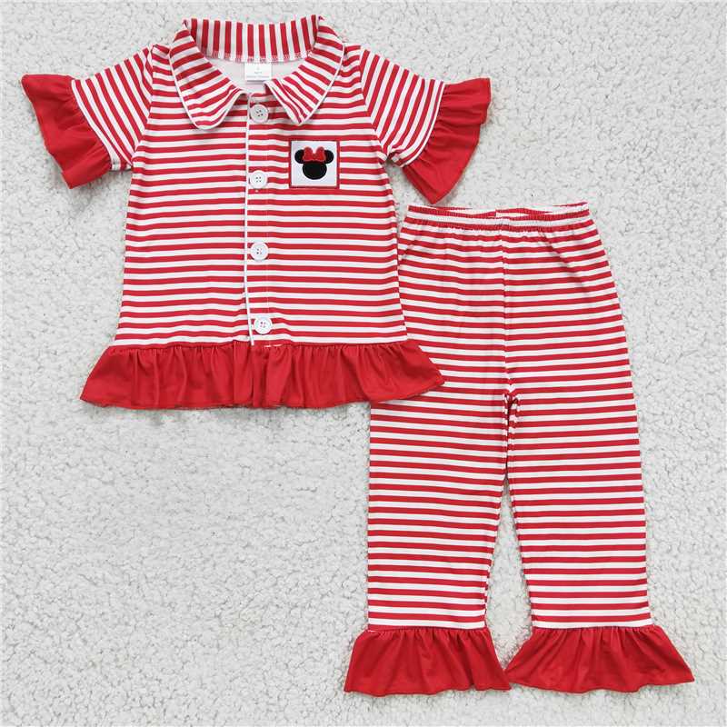 RTS NO MOQ(In Stock) GSPO0256 Embroidered short-sleeved trousers suit