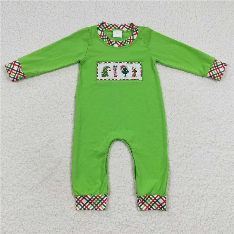 RTS NO MOQ(In Stock ) LR0325 Embroidered Christmas long-sleeved jumpsuit