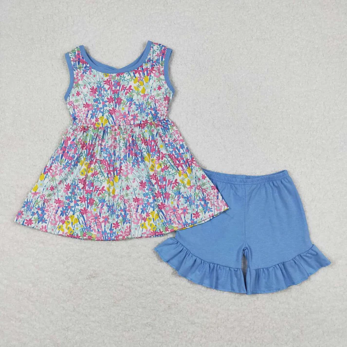 RTS NO MOQ girls short-sleeved shorts suit & short-sleeved sets