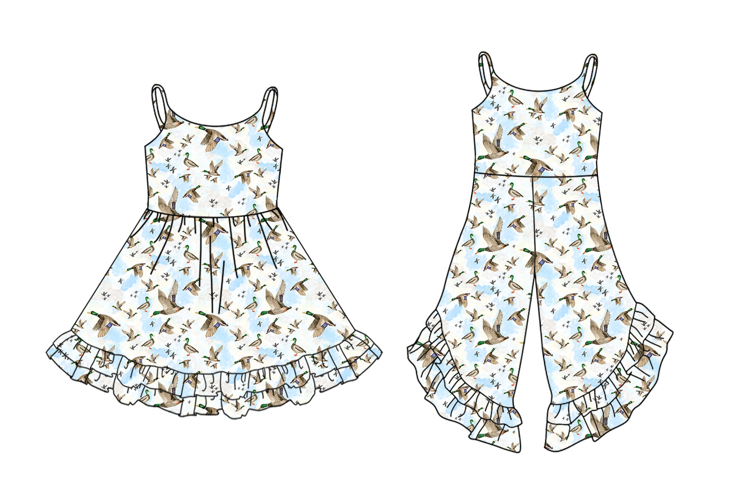 3.20 custom each style moq 5eta 4-6week Sibling Sister duck baby girl short sleeve dresses and jumpsuit match design