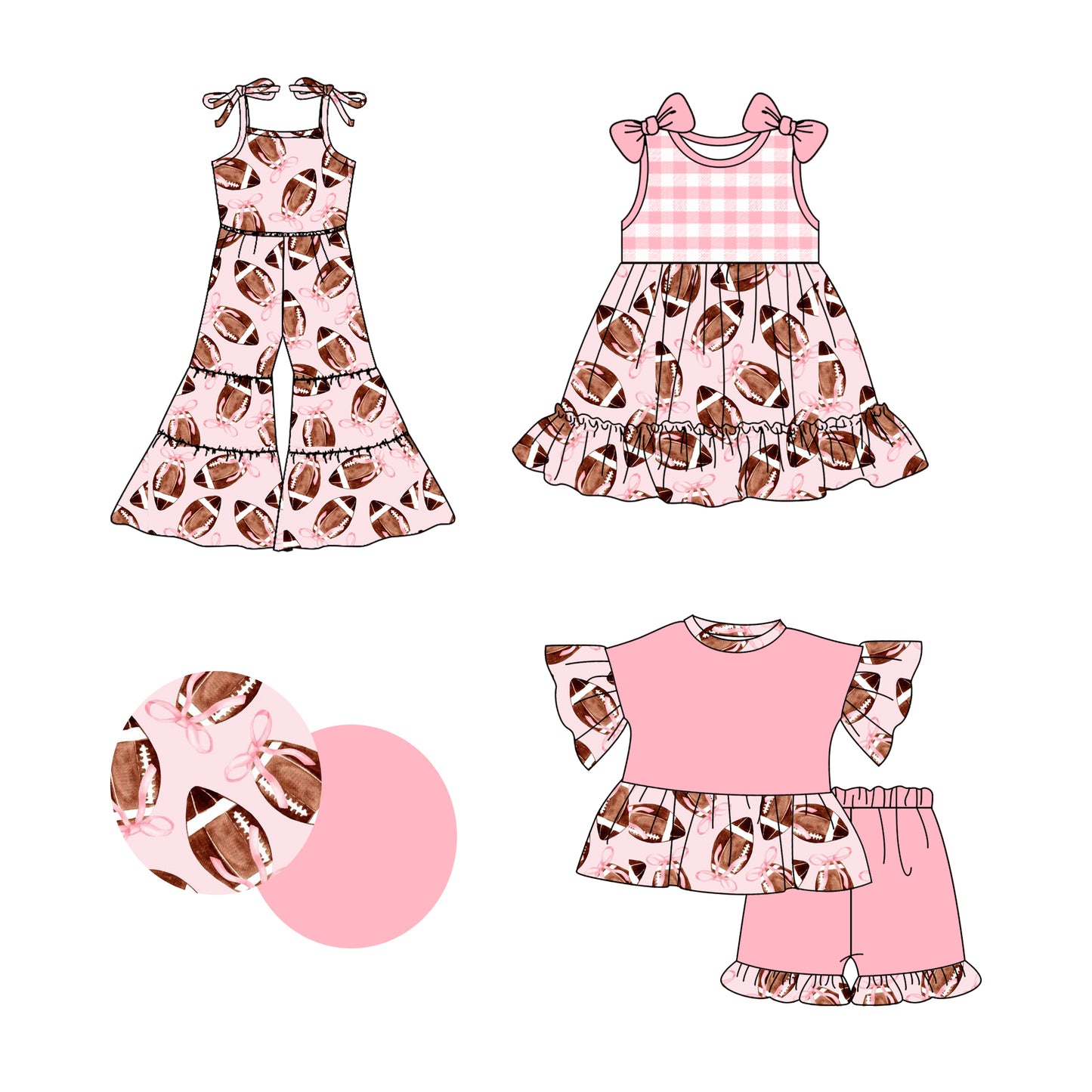 2.25 custom each style moq 5eta 4-6week Sibling Sister rugby bow baby girl sets and dress and jumpsuit match family design